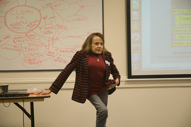 Lawyer Jocelyn Cockburn addressing the gathering