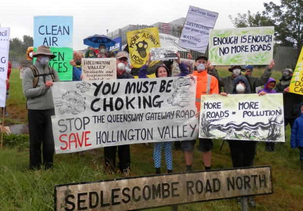 Residents and campaigners opposed to the Queensway Gateway Road